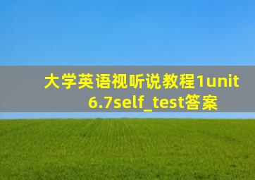 大学英语视听说教程1unit6.7self_test答案