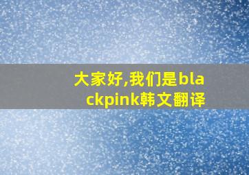 大家好,我们是blackpink韩文翻译