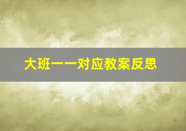 大班一一对应教案反思