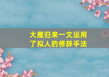 大雁归来一文运用了拟人的修辞手法