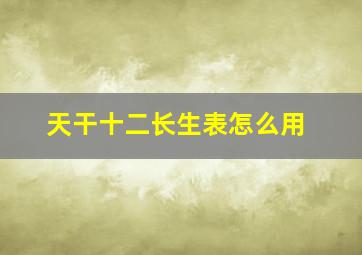 天干十二长生表怎么用