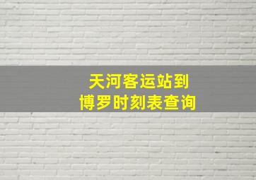 天河客运站到博罗时刻表查询