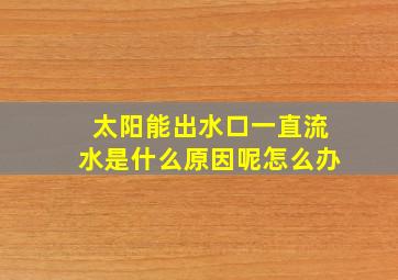 太阳能出水口一直流水是什么原因呢怎么办