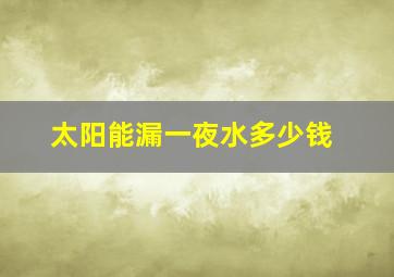 太阳能漏一夜水多少钱