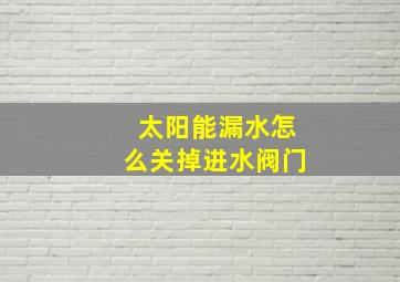 太阳能漏水怎么关掉进水阀门