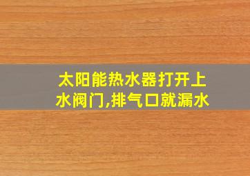 太阳能热水器打开上水阀门,排气口就漏水