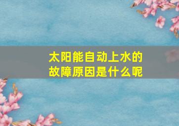 太阳能自动上水的故障原因是什么呢