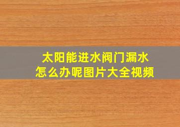 太阳能进水阀门漏水怎么办呢图片大全视频