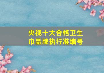 央视十大合格卫生巾品牌执行准编号