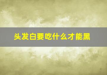 头发白要吃什么才能黑