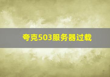 夸克503服务器过载