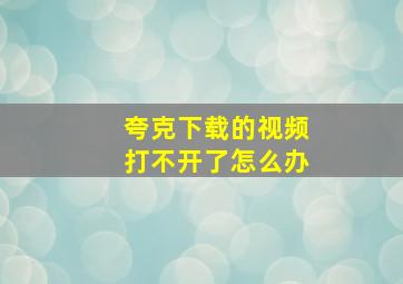 夸克下载的视频打不开了怎么办