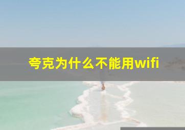 夸克为什么不能用wifi