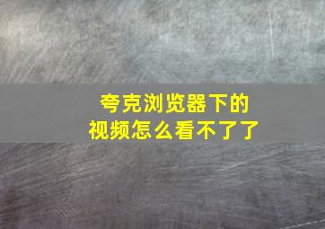 夸克浏览器下的视频怎么看不了了