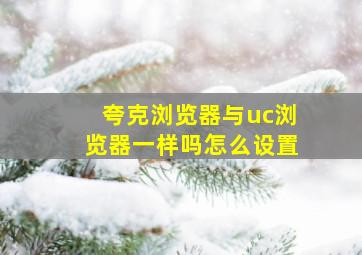 夸克浏览器与uc浏览器一样吗怎么设置