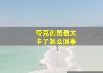 夸克浏览器太卡了怎么回事