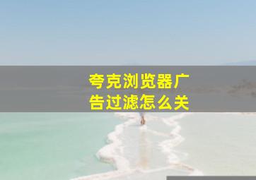 夸克浏览器广告过滤怎么关