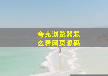 夸克浏览器怎么看网页源码