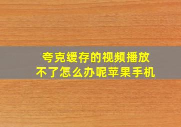 夸克缓存的视频播放不了怎么办呢苹果手机