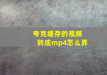 夸克缓存的视频转成mp4怎么弄