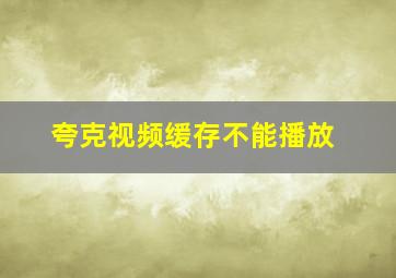 夸克视频缓存不能播放