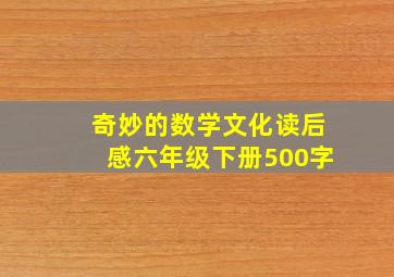 奇妙的数学文化读后感六年级下册500字