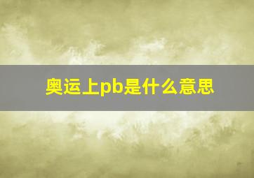 奥运上pb是什么意思