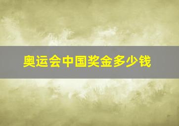 奥运会中国奖金多少钱