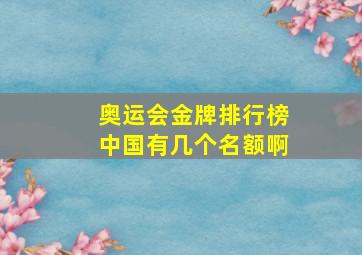 奥运会金牌排行榜中国有几个名额啊