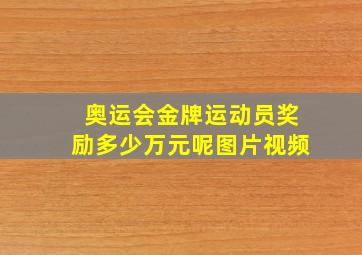 奥运会金牌运动员奖励多少万元呢图片视频