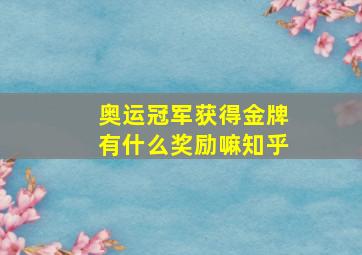 奥运冠军获得金牌有什么奖励嘛知乎