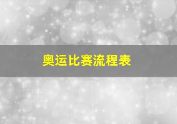 奥运比赛流程表