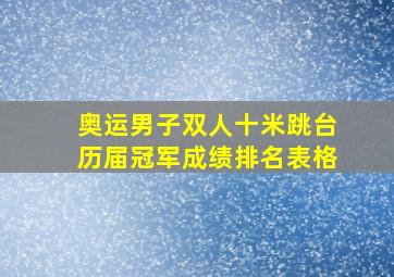 奥运男子双人十米跳台历届冠军成绩排名表格