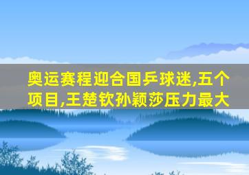 奥运赛程迎合国乒球迷,五个项目,王楚钦孙颖莎压力最大