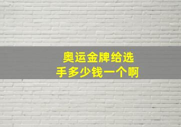 奥运金牌给选手多少钱一个啊