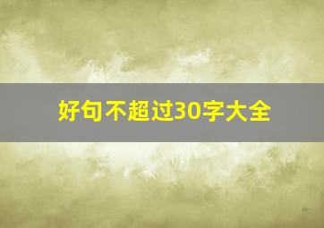 好句不超过30字大全