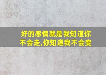 好的感情就是我知道你不会走,你知道我不会变