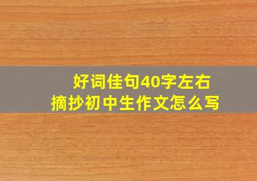 好词佳句40字左右摘抄初中生作文怎么写