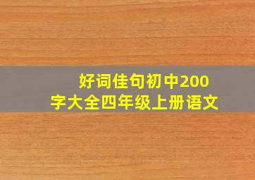 好词佳句初中200字大全四年级上册语文