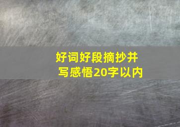 好词好段摘抄并写感悟20字以内