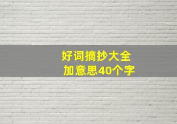 好词摘抄大全加意思40个字