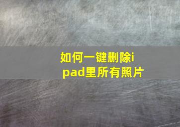 如何一键删除ipad里所有照片