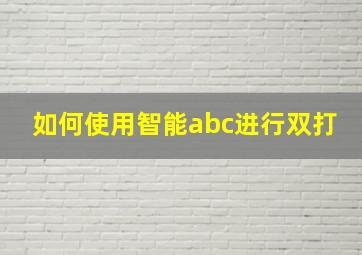 如何使用智能abc进行双打