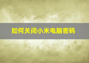 如何关闭小米电脑密码