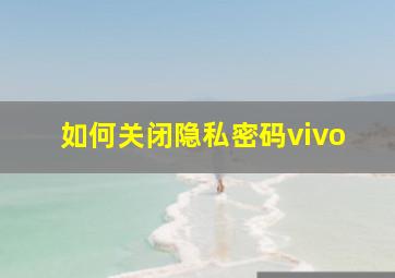 如何关闭隐私密码vivo