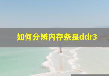 如何分辨内存条是ddr3