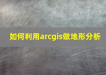 如何利用arcgis做地形分析