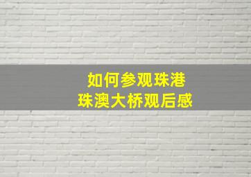 如何参观珠港珠澳大桥观后感