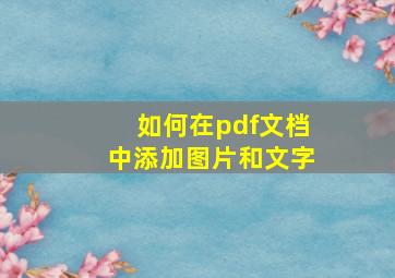 如何在pdf文档中添加图片和文字