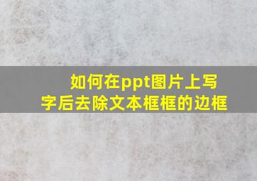 如何在ppt图片上写字后去除文本框框的边框